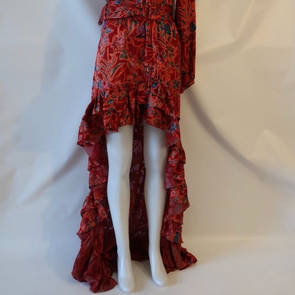 NEW Alexis Marseille One Shoulder High Low Red Floral Asymmetrical Dress Size XL - Picture 6 of 15